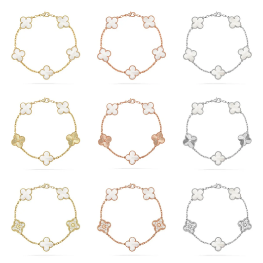 [Stellar Jewelry]CLOVER WHITE PEARL MOP 5 MOTIF BRACELET COLLECTION