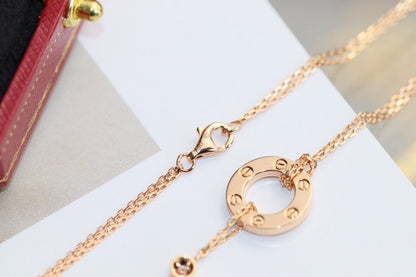 [Stellar Jewelry]LOVE NECKLACE ADJUSTABLE ROSE GOLD 2 DIAMOND