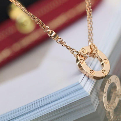 [Stellar Jewelry]LOVE NECKLACE ADJUSTABLE ROSE GOLD 2 DIAMOND