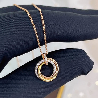 [Stellar Jewelry]TRINITY NECKLACE SILVER GOLD PINK GOLD DIAMONDS