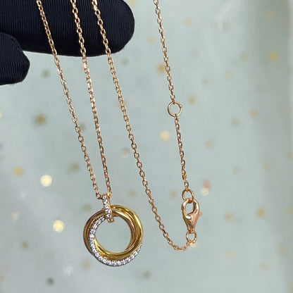 [Stellar Jewelry]TRINITY NECKLACE SILVER GOLD PINK GOLD DIAMONDS
