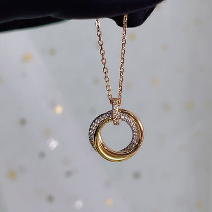 [Stellar Jewelry]TRINITY NECKLACE SILVER GOLD PINK GOLD DIAMONDS
