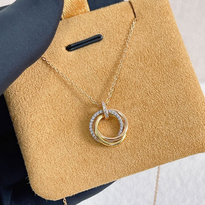 [Stellar Jewelry]TRINITY NECKLACE SILVER GOLD PINK GOLD DIAMONDS