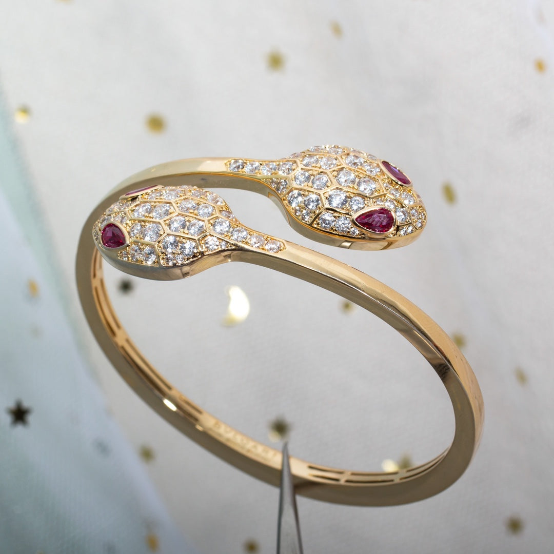 [Stellar Jewelry]SERPENTI BRACELET PINK GOLD DIAMOND DOUBLE SNAKE