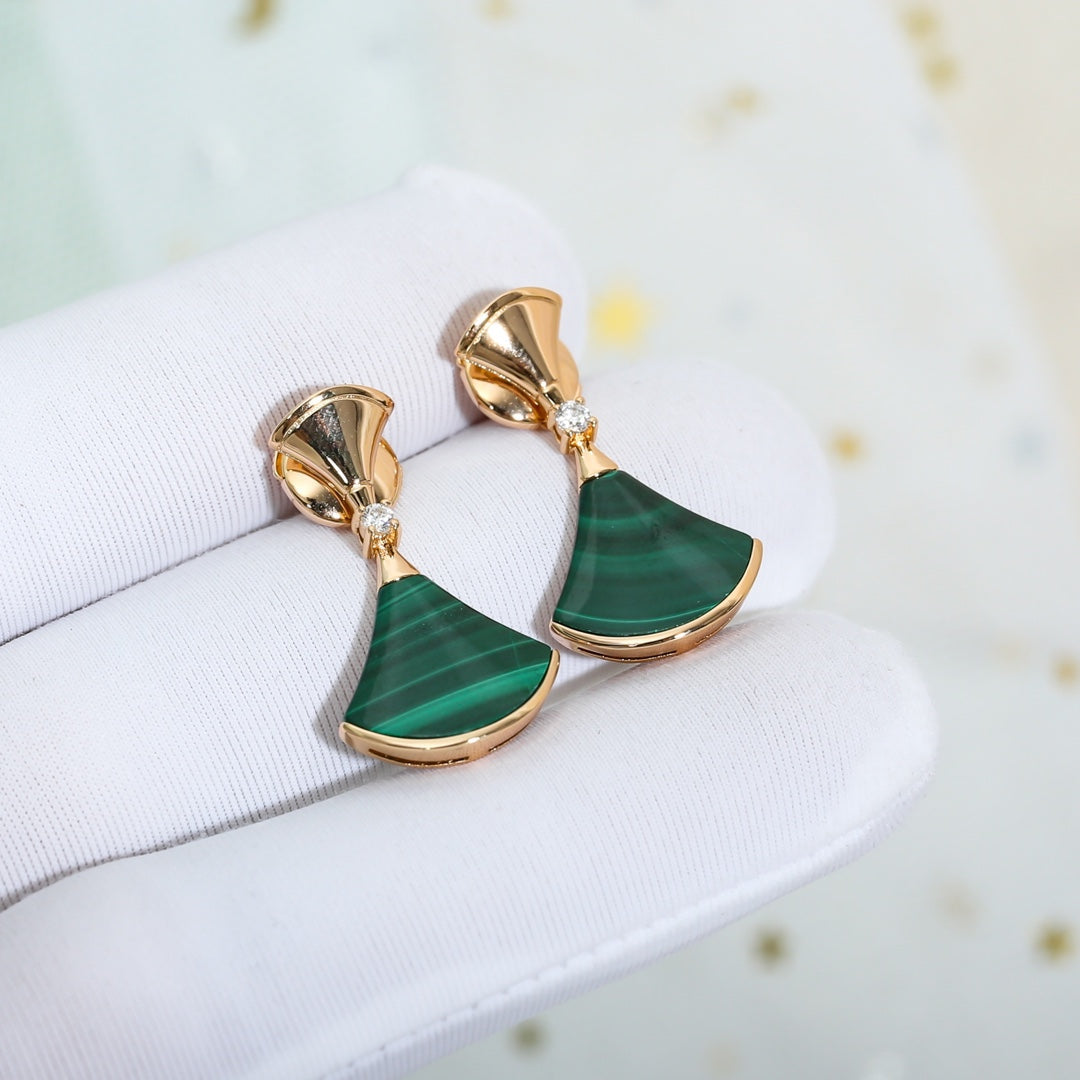 [Stellar Jewelry]DREAM MALACHITE PINK GOLD EARRINGS