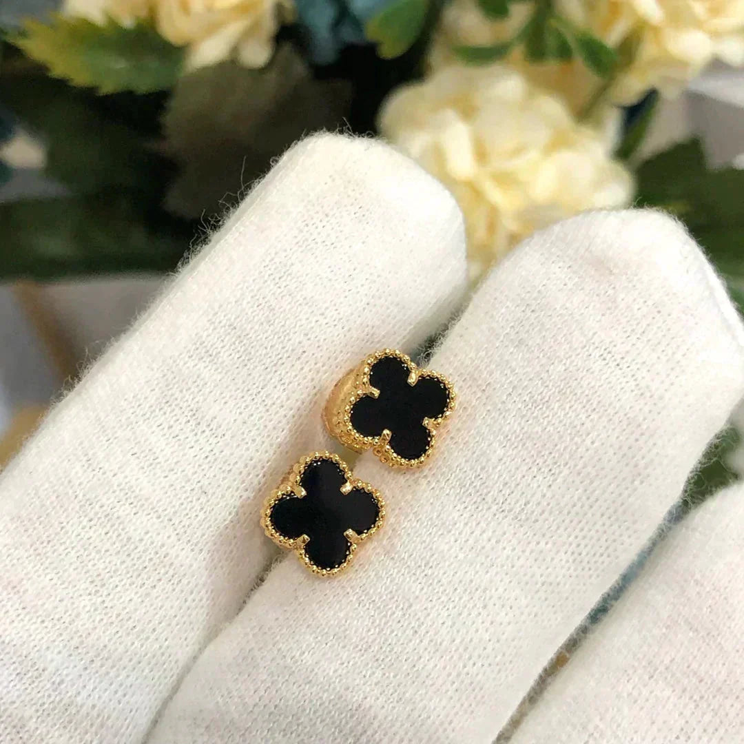 [Stellar Jewelry]CLOVER MINI 9.5MM BLACK MOP EARRINGS