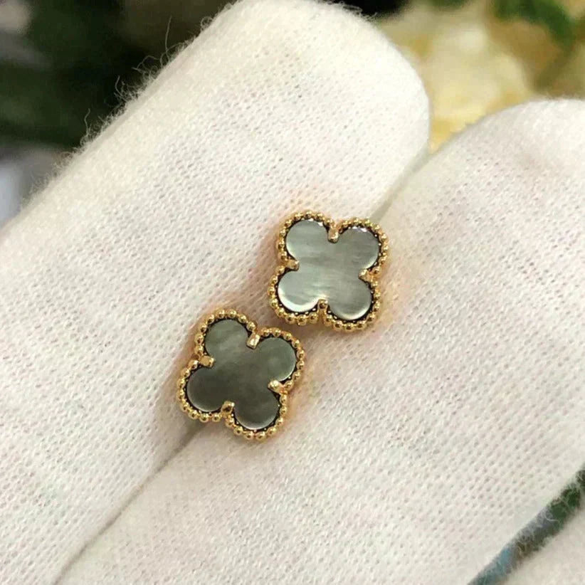[Stellar Jewelry]CLOVER MINI 9.5MM GRAY MOP EARRINGS