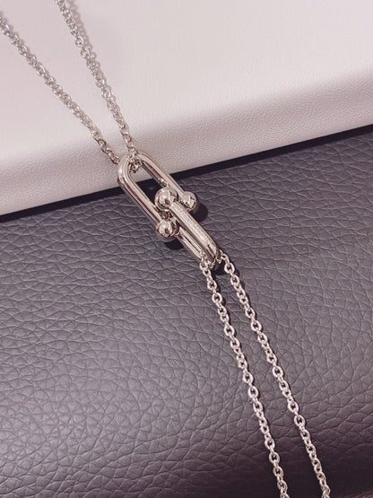 [Stellar jewels]HARDWEAR DOUBLE LINK PEDANT SILVER NECKLACE
