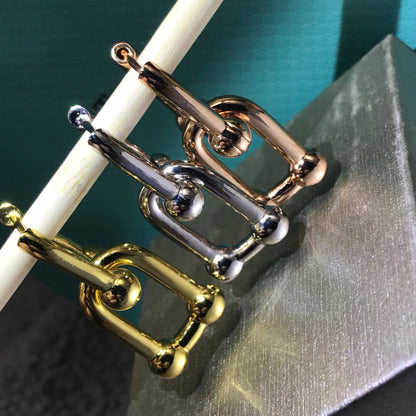 [Stellar jewels]HARDWARE DROP EARRINGS DOUBLE LINK