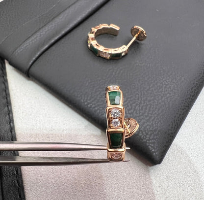 [Stellar Jewelry]SERPENTI MALACHITE PINK GOLD EARRINGS
