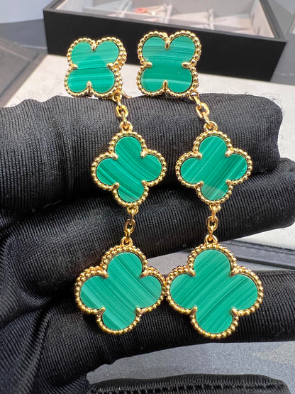[Stellar Jewelry]CLOVER MALACHITE 3 MOTIFS GOLD