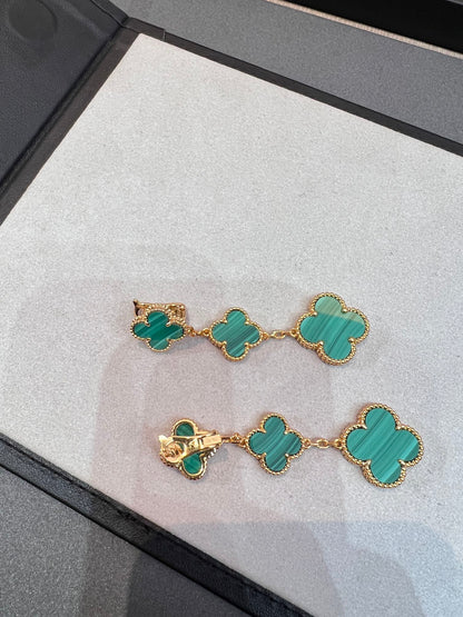 [Stellar Jewelry]CLOVER MALACHITE 3 MOTIFS GOLD