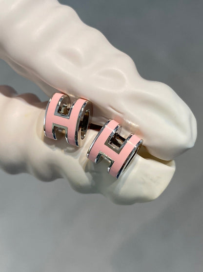 [Stellar Jewelry]MINI POP H SILVER EARRINGS PINK