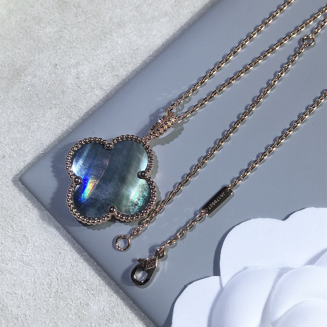 [Stellar Jewelry]CLOVER 25MM GOLD DARK MOP BIG CLOVER NECKLACE