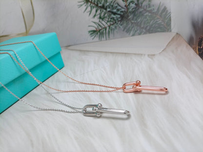 [Stellar jewels]HARDWEAR DROP DOUBLE LINK PEDANT NECKLACE