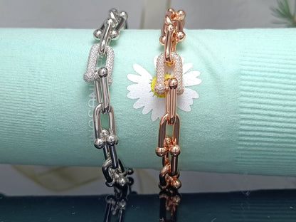 [Stellar jewels]HARDWEAR BRACELET PINK GOLD AND SILVER DIAMOND