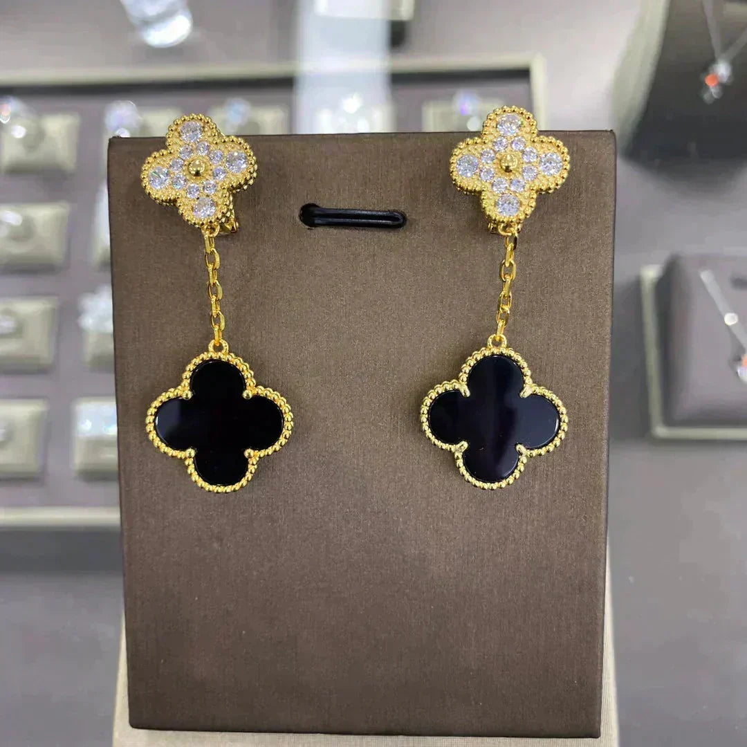 [Stellar Jewelry]CLOVER  2 MOTIFS  DIAMOND  EARRINGS (MULTIPLE CHOICESç´