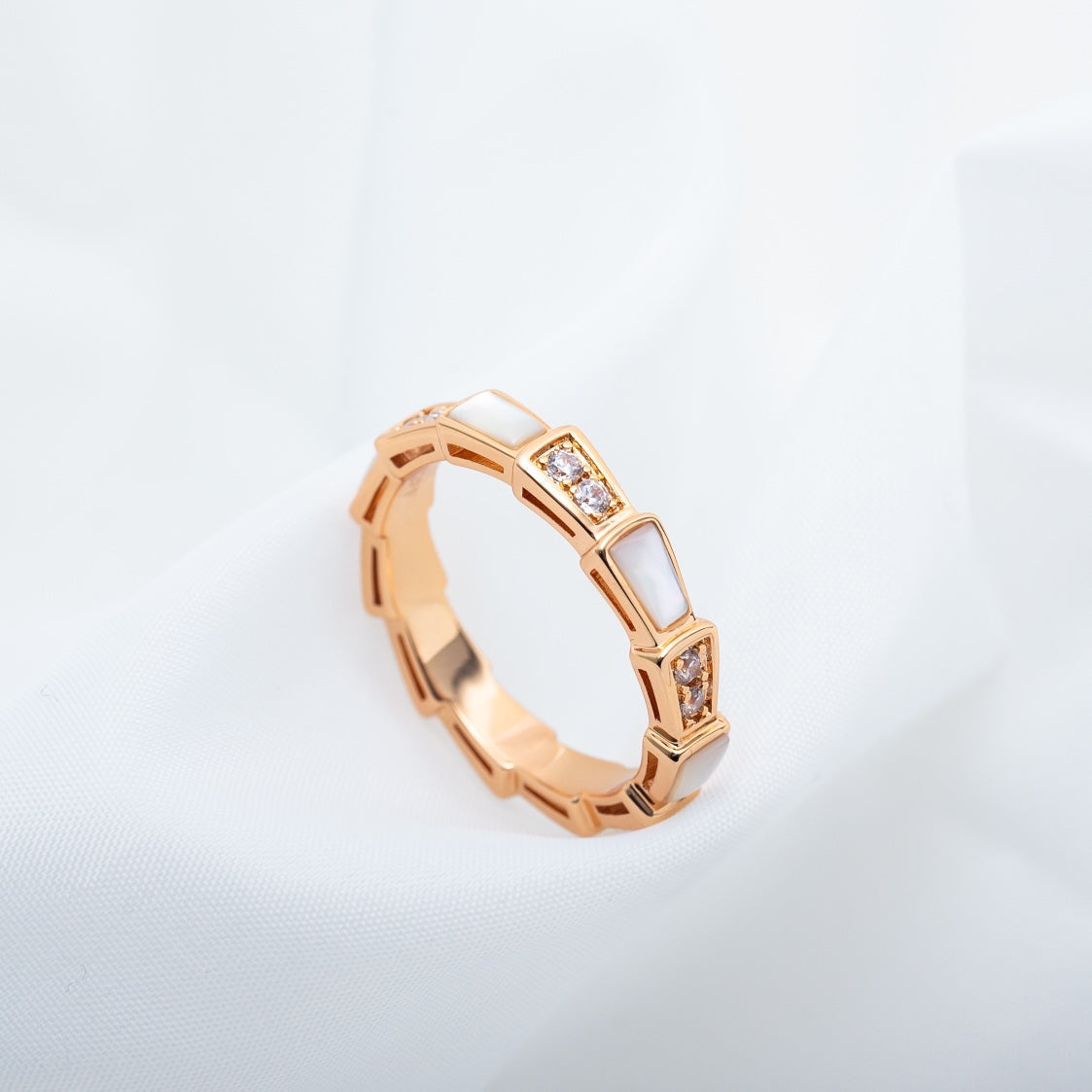 [Stellar Jewelry]SERPENTI RING PINK GOLD DIAMOND MOP 3MM