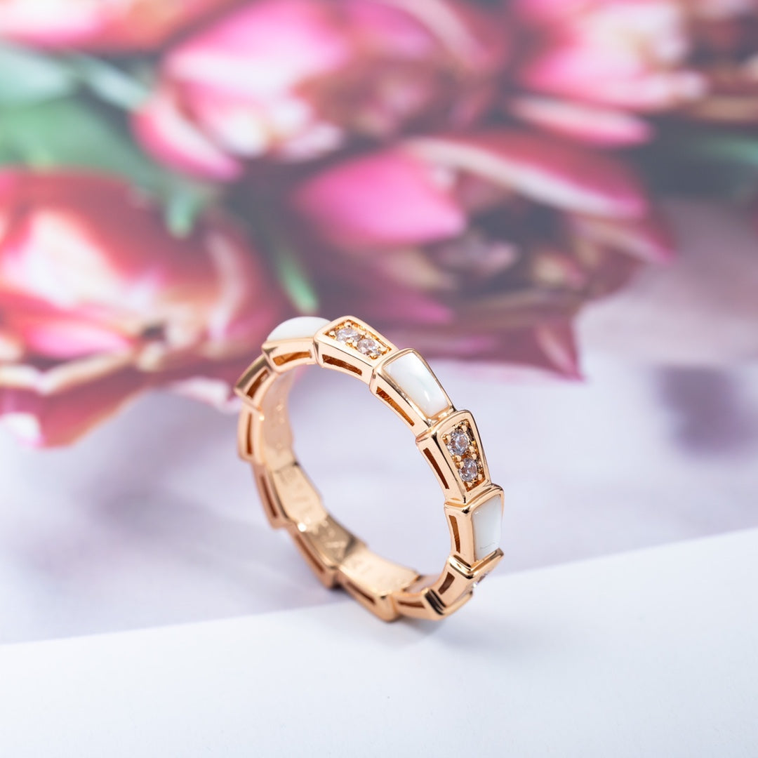 [Stellar Jewelry]SERPENTI RING PINK GOLD DIAMOND MOP 3MM