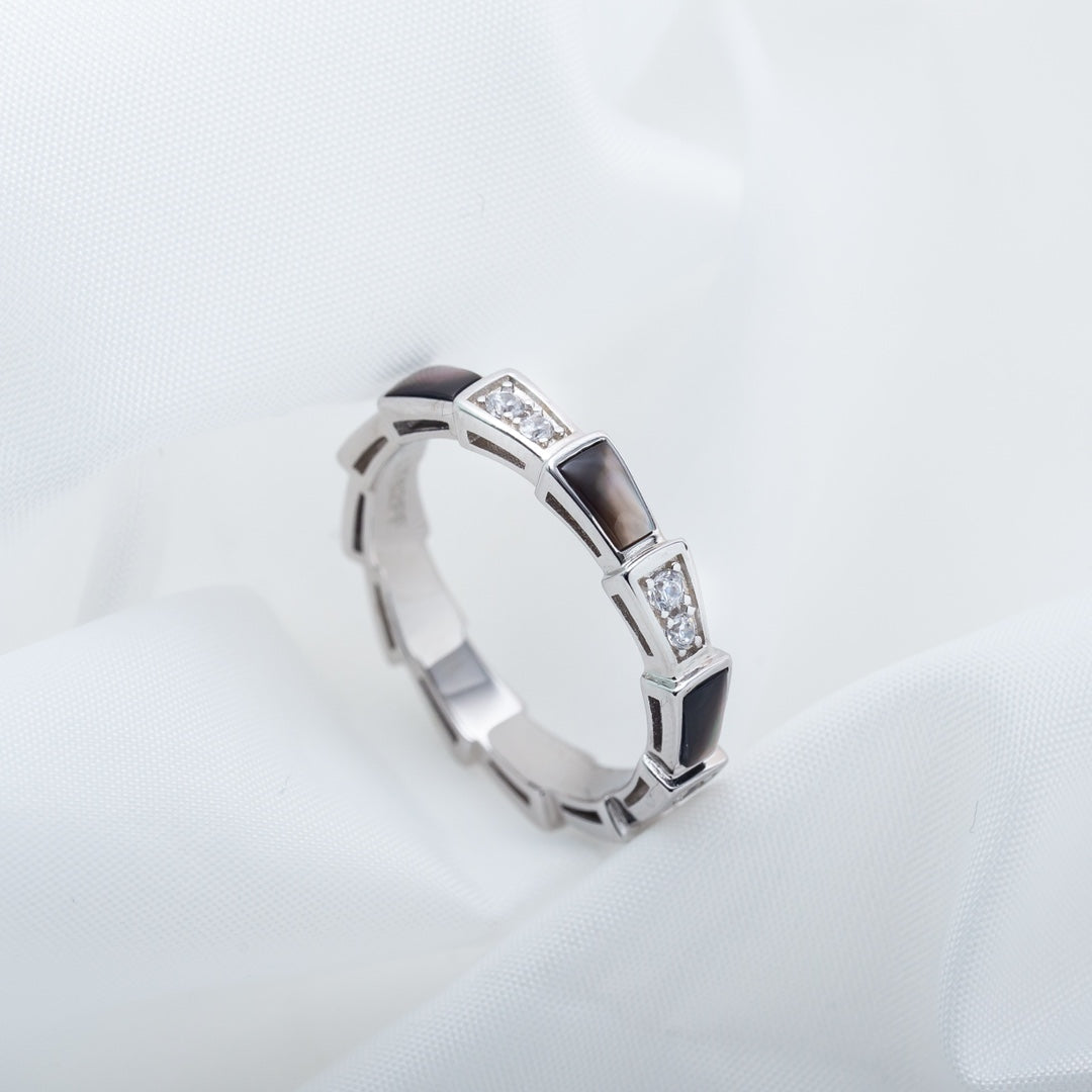 [Stellar Jewelry]SERPENTI RING SILVER  DIAMOND BLACK MOP 3MM