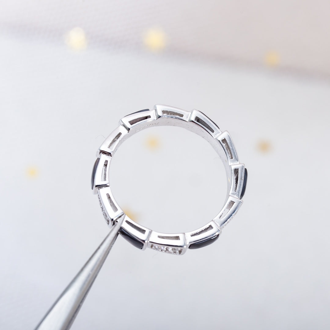 [Stellar Jewelry]SERPENTI RING SILVER  DIAMOND BLACK MOP 3MM