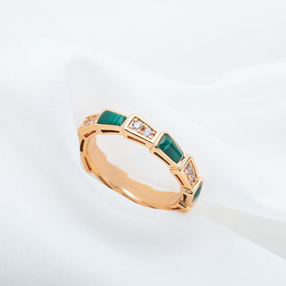 [Stellar Jewelry]SERPENTI RING PINK GOLD MALACHITE DIAMOND 3MM