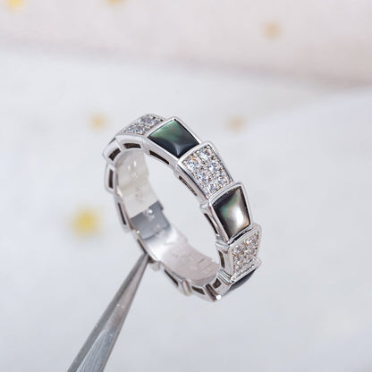 [Stellar Jewelry]SERPENTI RING SILVER DIAMOND BLACK MOP 4MM