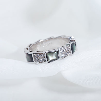 [Stellar Jewelry]SERPENTI RING SILVER DIAMOND BLACK MOP 4MM