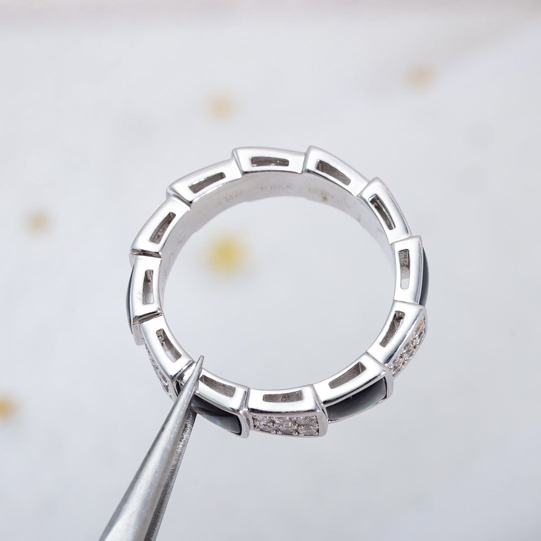 [Stellar Jewelry]SERPENTI RING SILVER DIAMOND BLACK MOP 4MM
