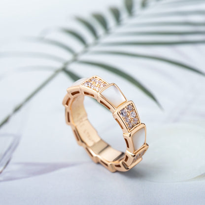 [Stellar Jewelry]SERPENTI RING PINK GOLD MOP DIAMOND PAVED 4MM