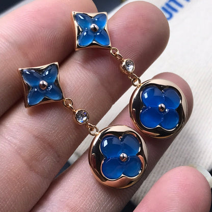 [Stellar Jewelry]STAR AND SUN AGATE DIAMOND EARRINGS