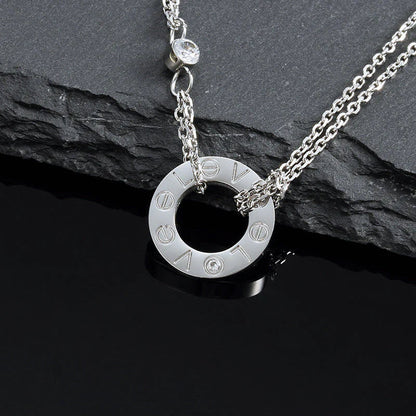 [Stellar Jewelry]LOVE NECKLACE 16MM 2 DIAMONDS