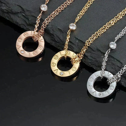 [Stellar Jewelry]LOVE NECKLACE 16MM 2 DIAMONDS