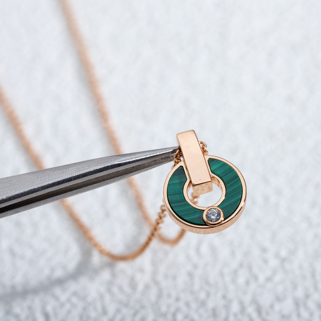 [Stellar Jewelry]GARI NECKLACE PINK GOLD MALACHITE