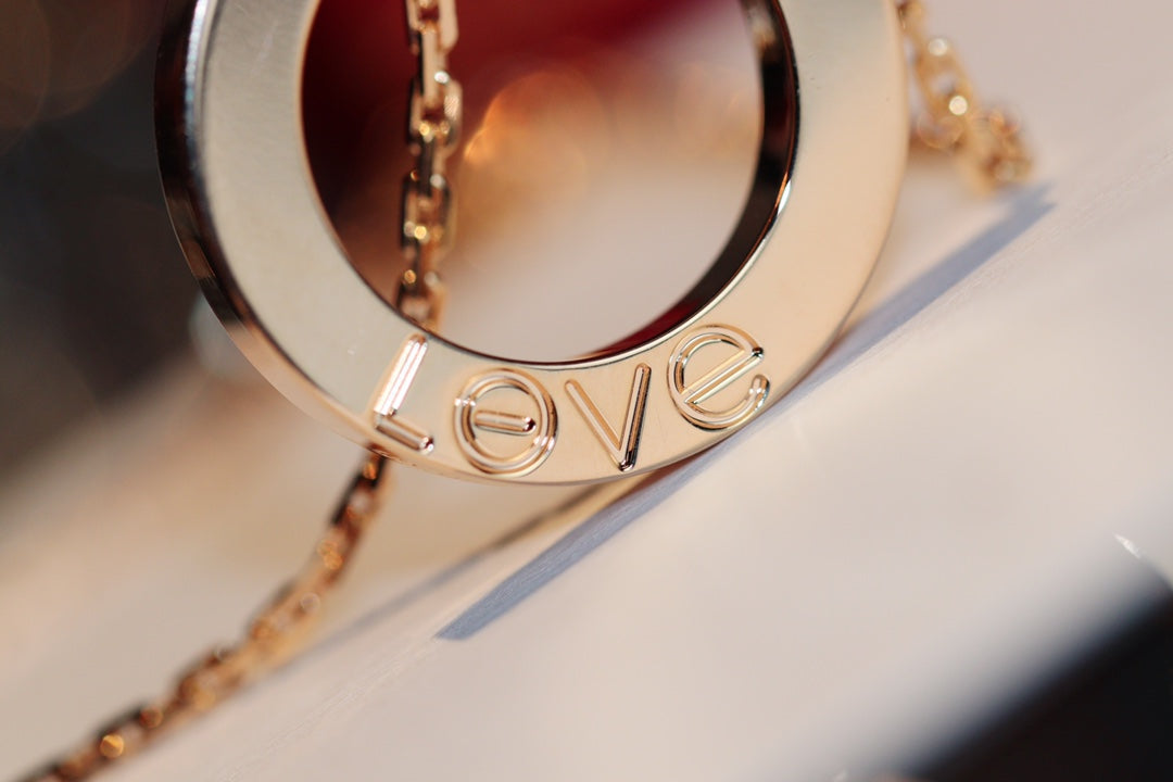 [Stellar Jewelry]LOVE NECKLACE 16MM 6 DIAMONDS PINK GOLD