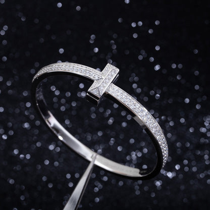 [Stellar jewels]WIDE DIAMONDS HINGED BANGLE SILVER
