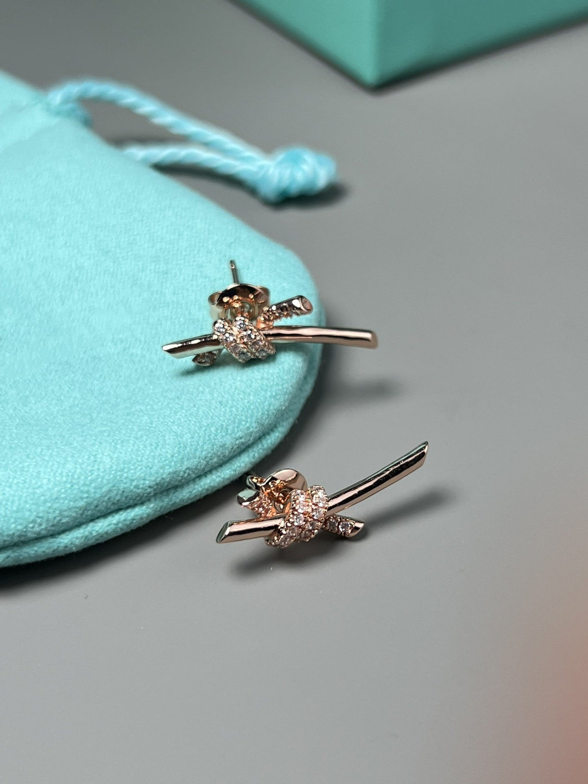 [Stellar jewels]KNOT EARRINGS PINK GOLD DIAMOND