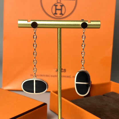[Stellar Jewelry]CHAINE VERSO BLACK CERAMIC EARRINGS