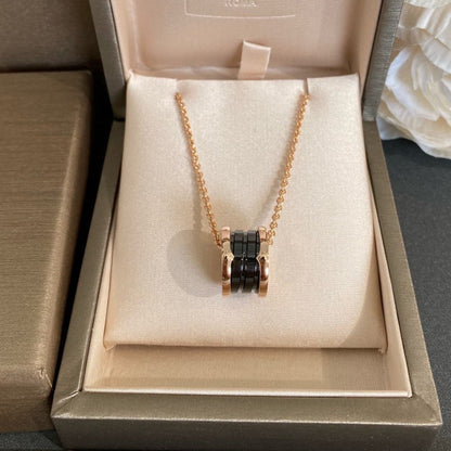 [Stellar Jewelry]ZERO 1 BLACK CERAMIC PINK GOLD NECKLACE