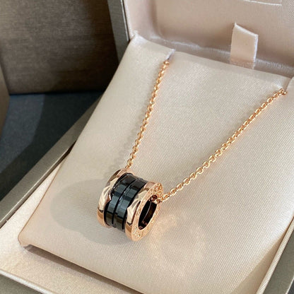 [Stellar Jewelry]ZERO 1 BLACK CERAMIC PINK GOLD NECKLACE