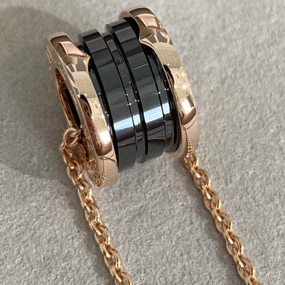 [Stellar Jewelry]ZERO 1 BLACK CERAMIC PINK GOLD NECKLACE