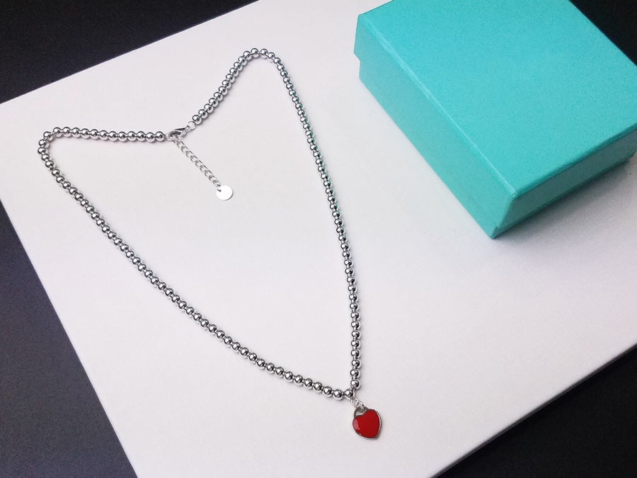 [Stellar jewels]HEART PEDANT SILVER BALL CHAIN NECKLACE