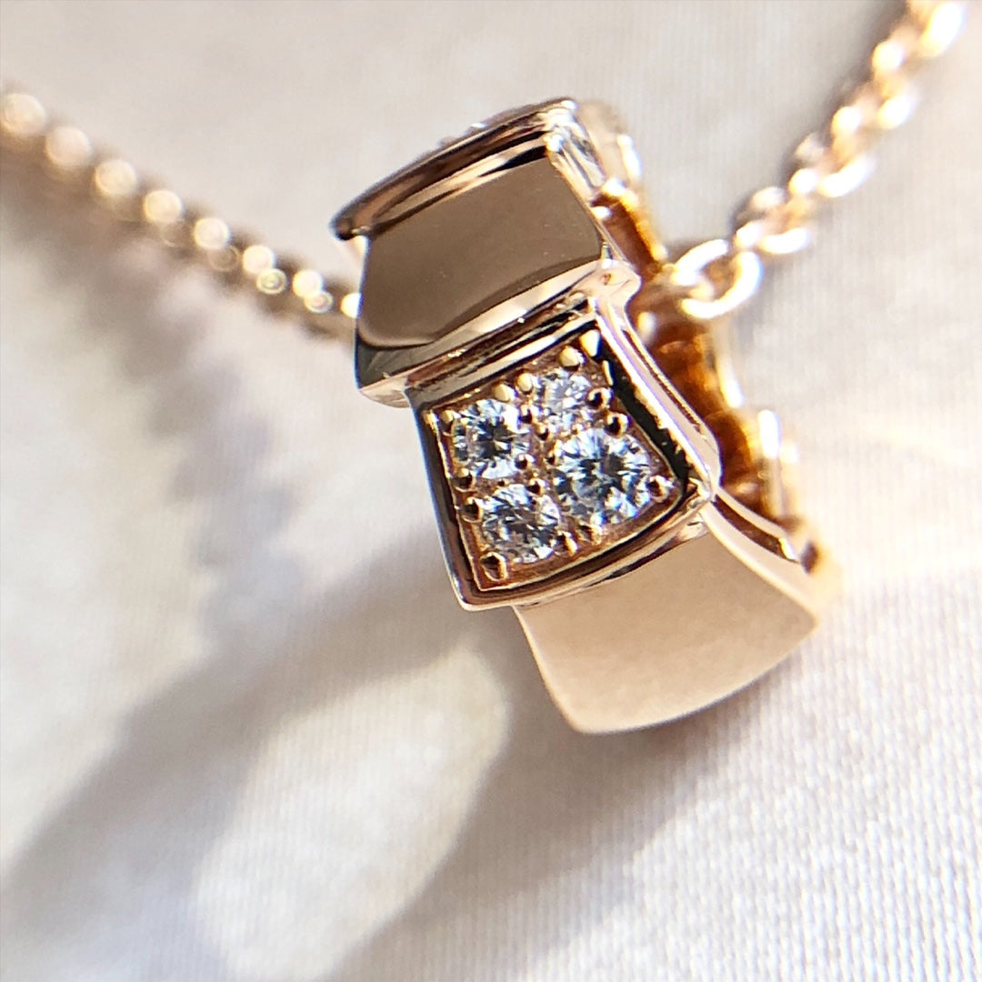 [Stellar Jewelry]SERPENTI PEDANT DIAMOND PINK GOLD NECKLACE