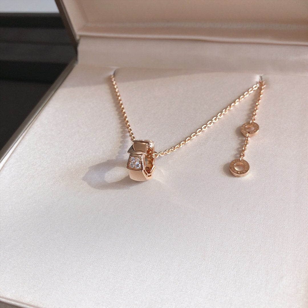 [Stellar Jewelry]SERPENTI PEDANT DIAMOND PINK GOLD NECKLACE
