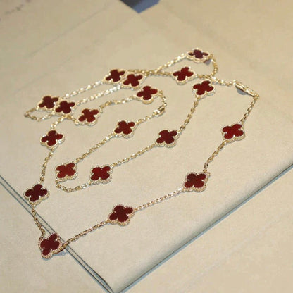 [Stellar Jewelry]CLOVER 20 MOTIFS CARNELIAN NECKLACE