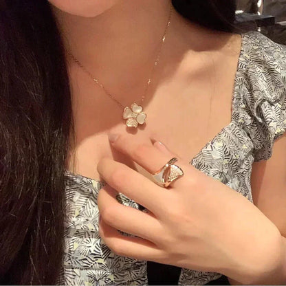 [Stellar Jewelry]CLOVER MOP DIAMOND ROSE GOLD NECKLACE