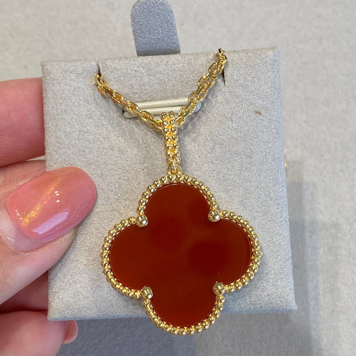 [Stellar Jewelry]CLOVER 25MM NECKLACE GOLD CARNELIAN