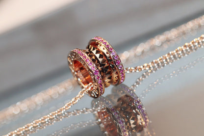 [Stellar Jewelry]ZERO 1 ROCK PINK GOLD PINK DIAMOND NECKLACE