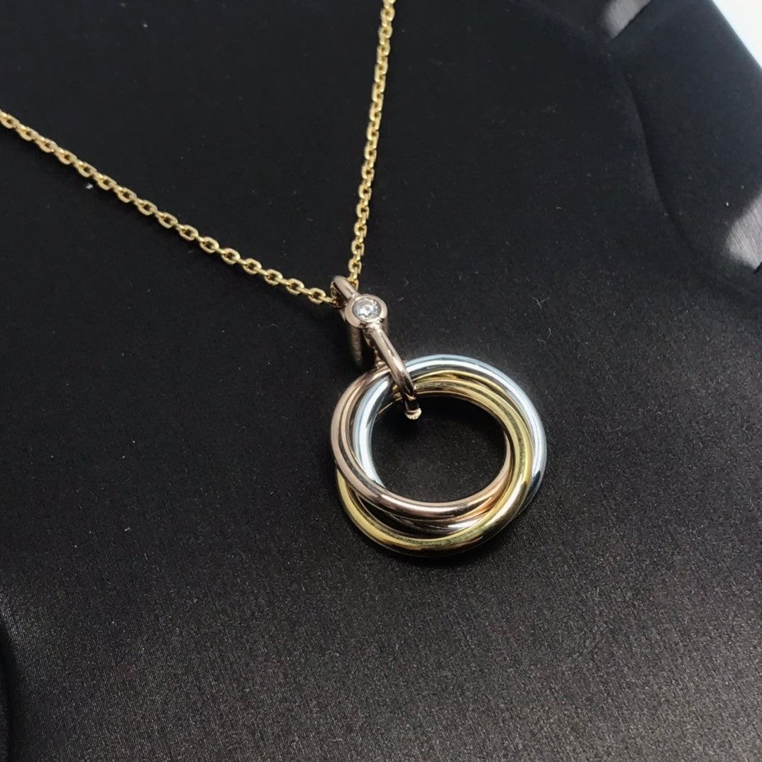[Stellar Jewelry]TRINITY SILVER GOLD PINK GOLD NECKLACE