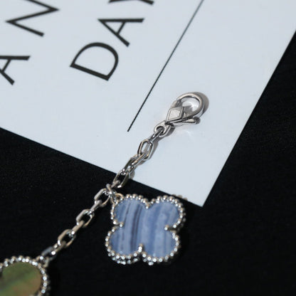 [Stellar Jewelry]CLOVER BRACELET 5 MOTIFS MOP CHALCEDONY SILVER
